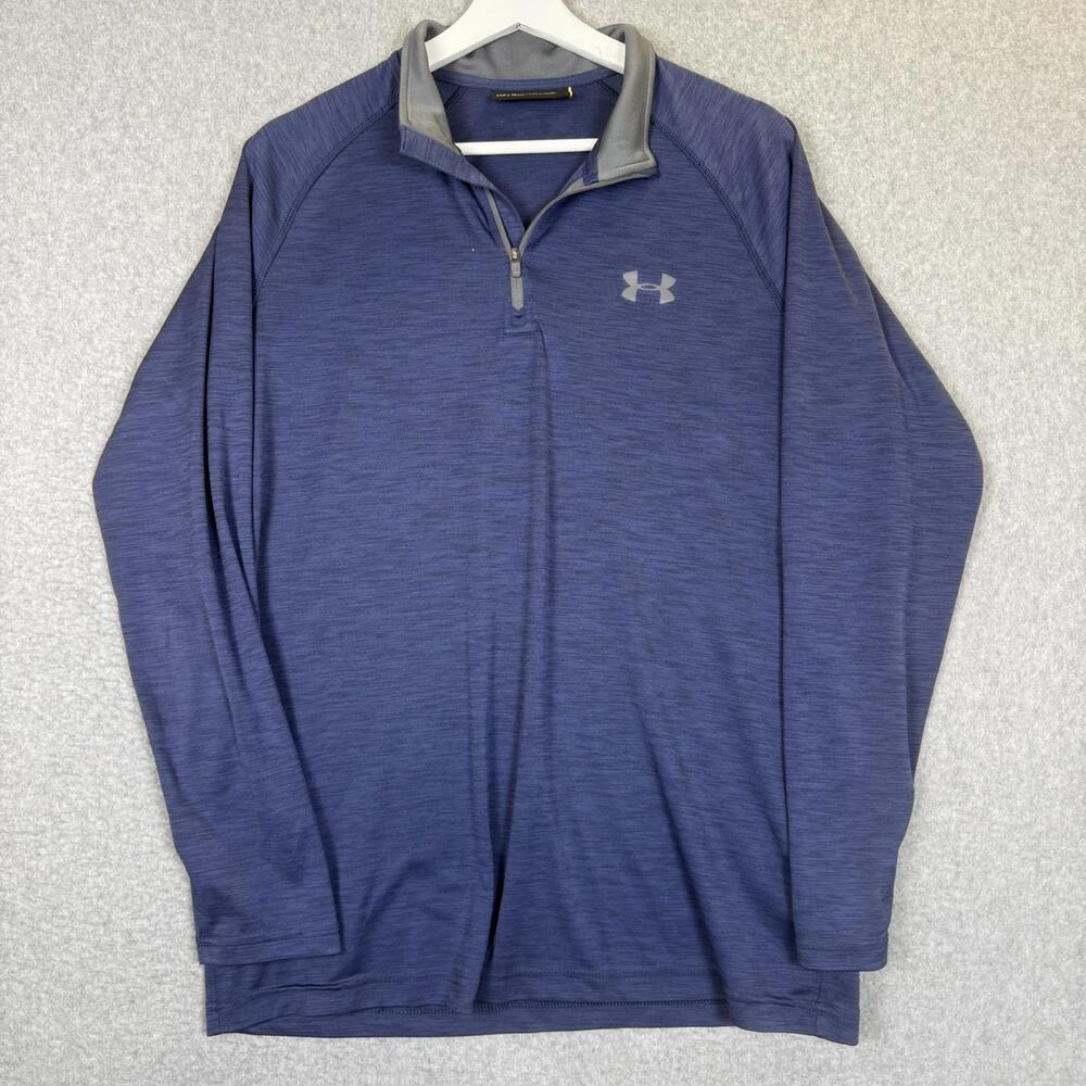 Under Armour Men's Size Medium Blue Loose 1/4 Zip Pullover Jacket Cotton